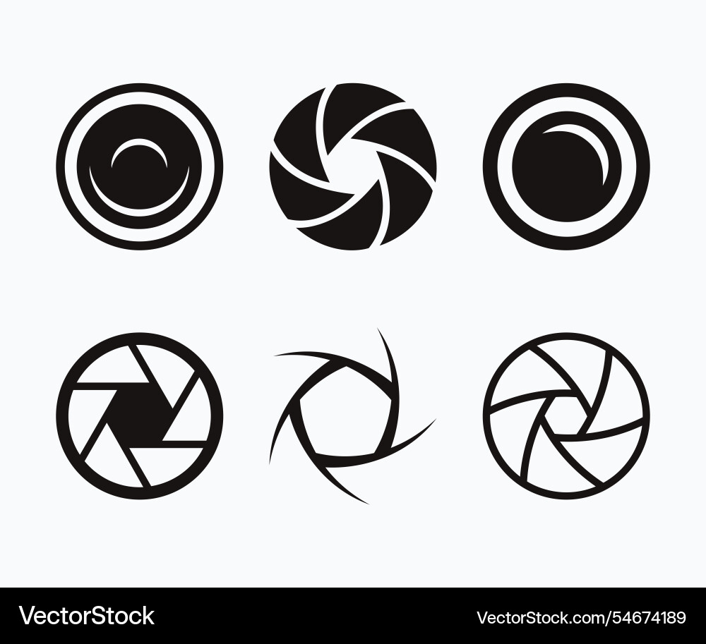 Camera shutter icons set and aperture icon Camera shutter icons set and aperture icon vector image