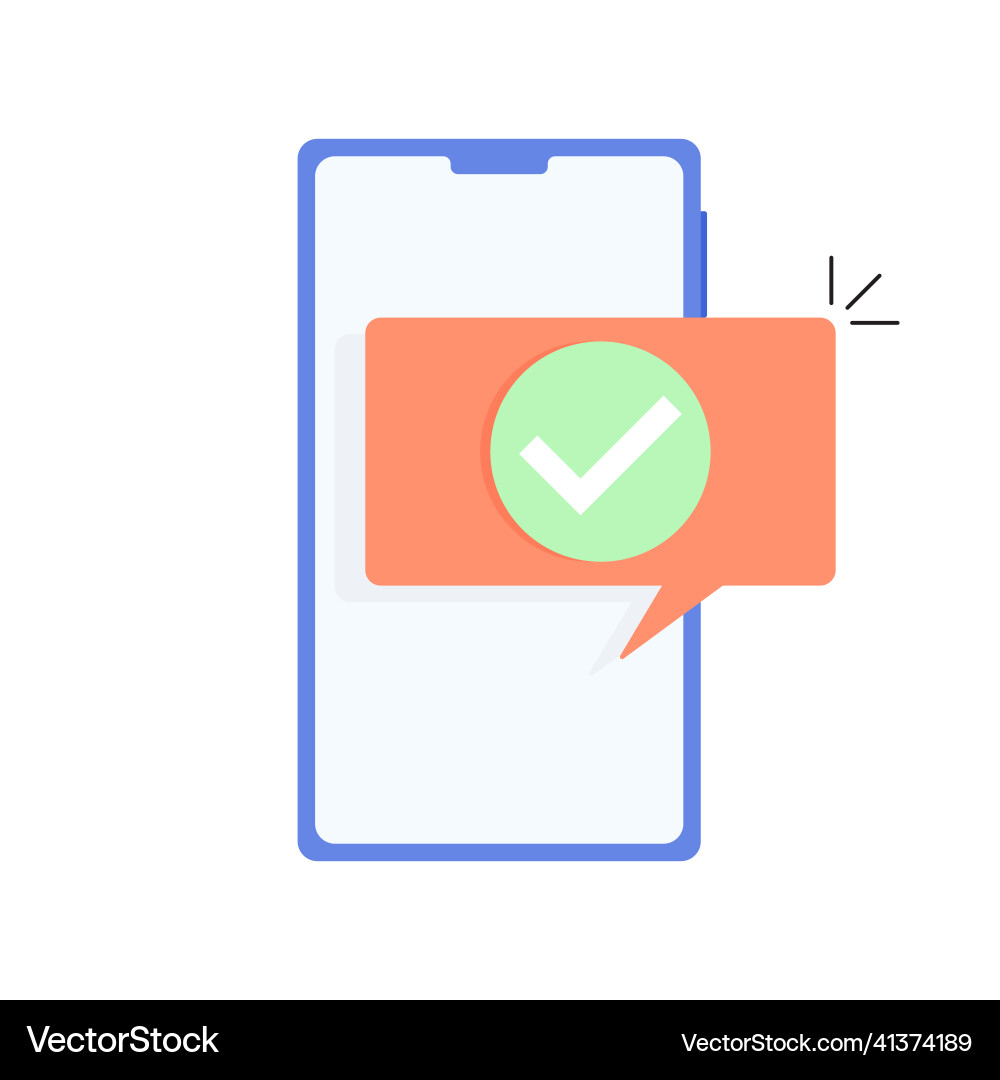 Checkmark notification approve on smartphone Checkmark notification approve on smartphone vector image