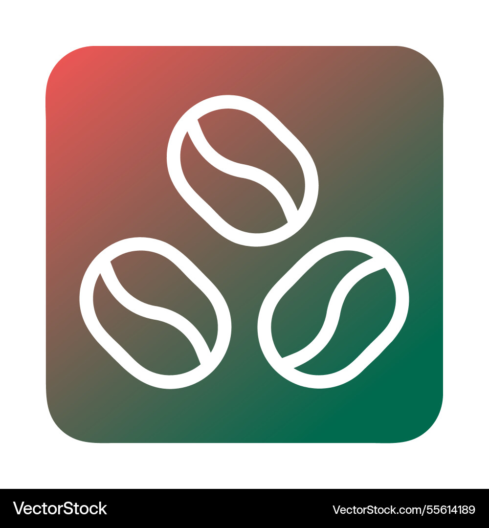 Coffee bean icon on gradient background square vector image