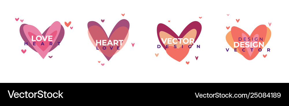 Creative red hearts icon set valentines day sign Creative red hearts icon set valentines day sign vector image
