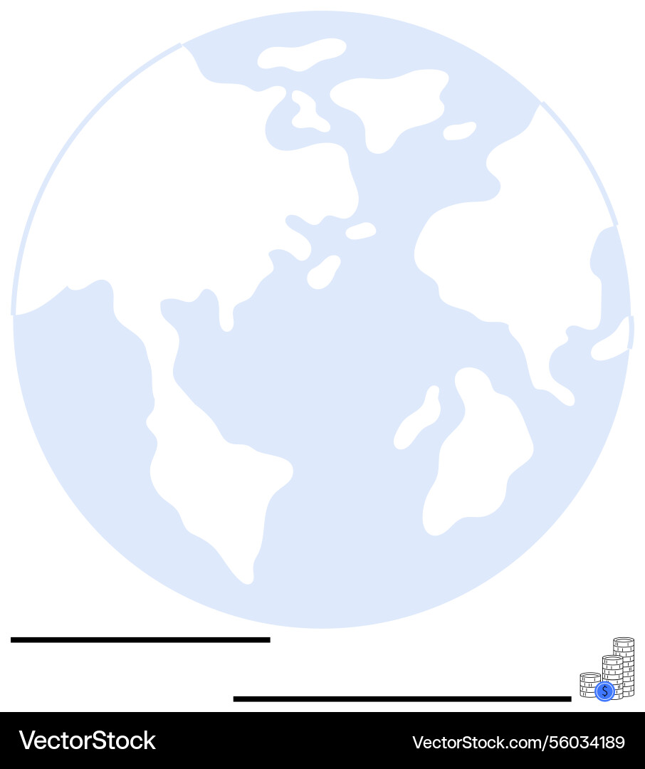 Globe with minimalist map continents and small Globe with minimalist map continents and small Vector Image