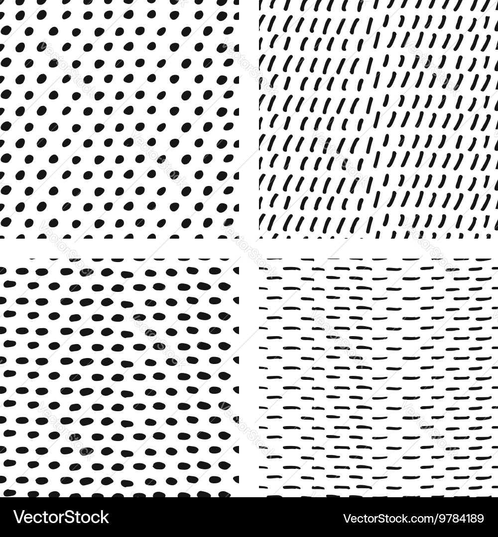 Hand Drawn Dot & Stripe Patterns vector image
