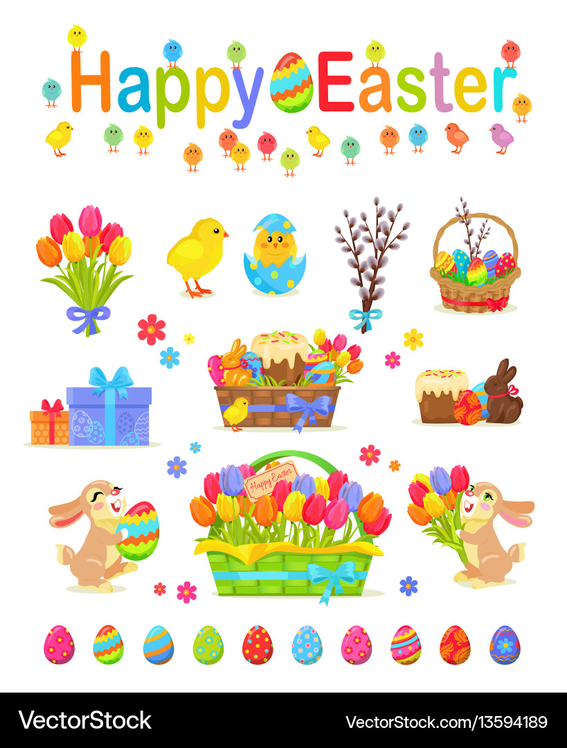 Happy Easter Celebration Poster Vector Image