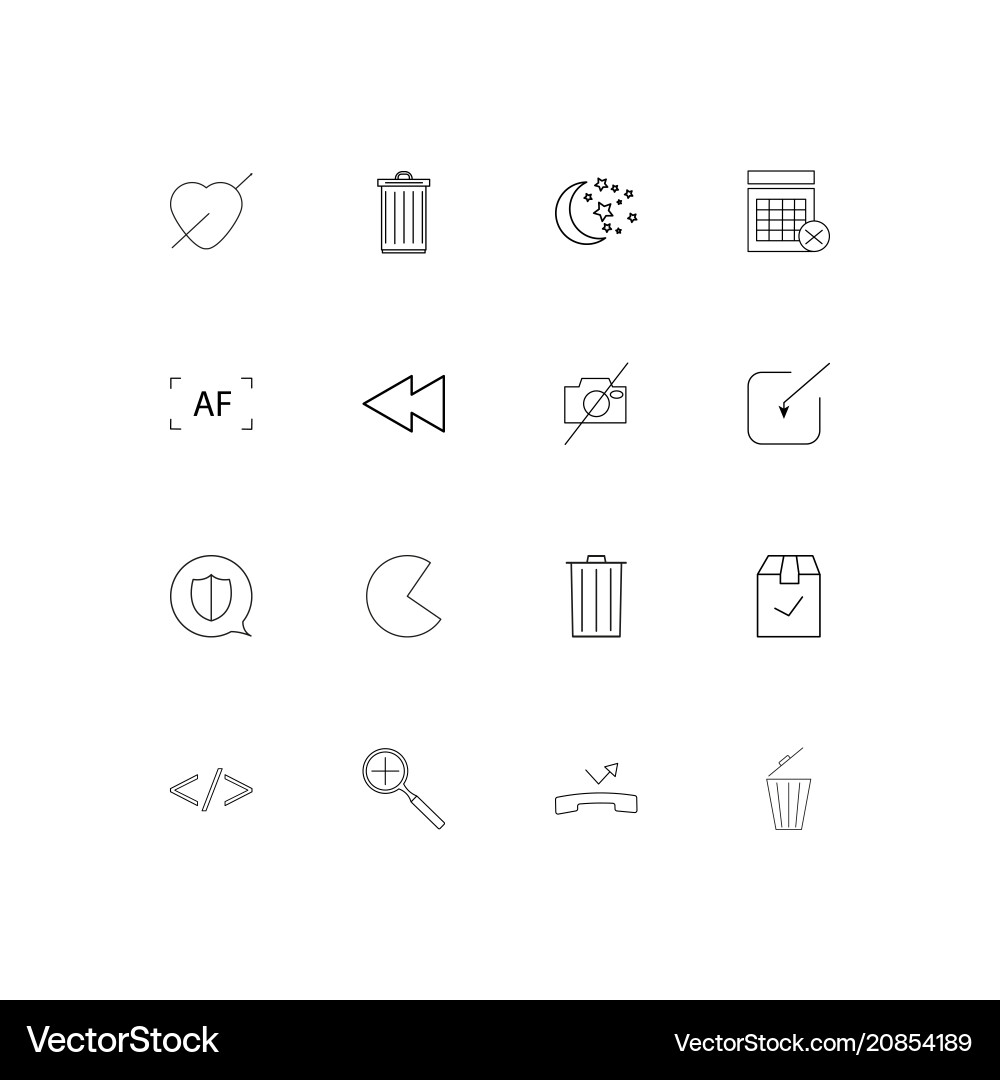 Interface linear thin icons set outlined simple Vector Image