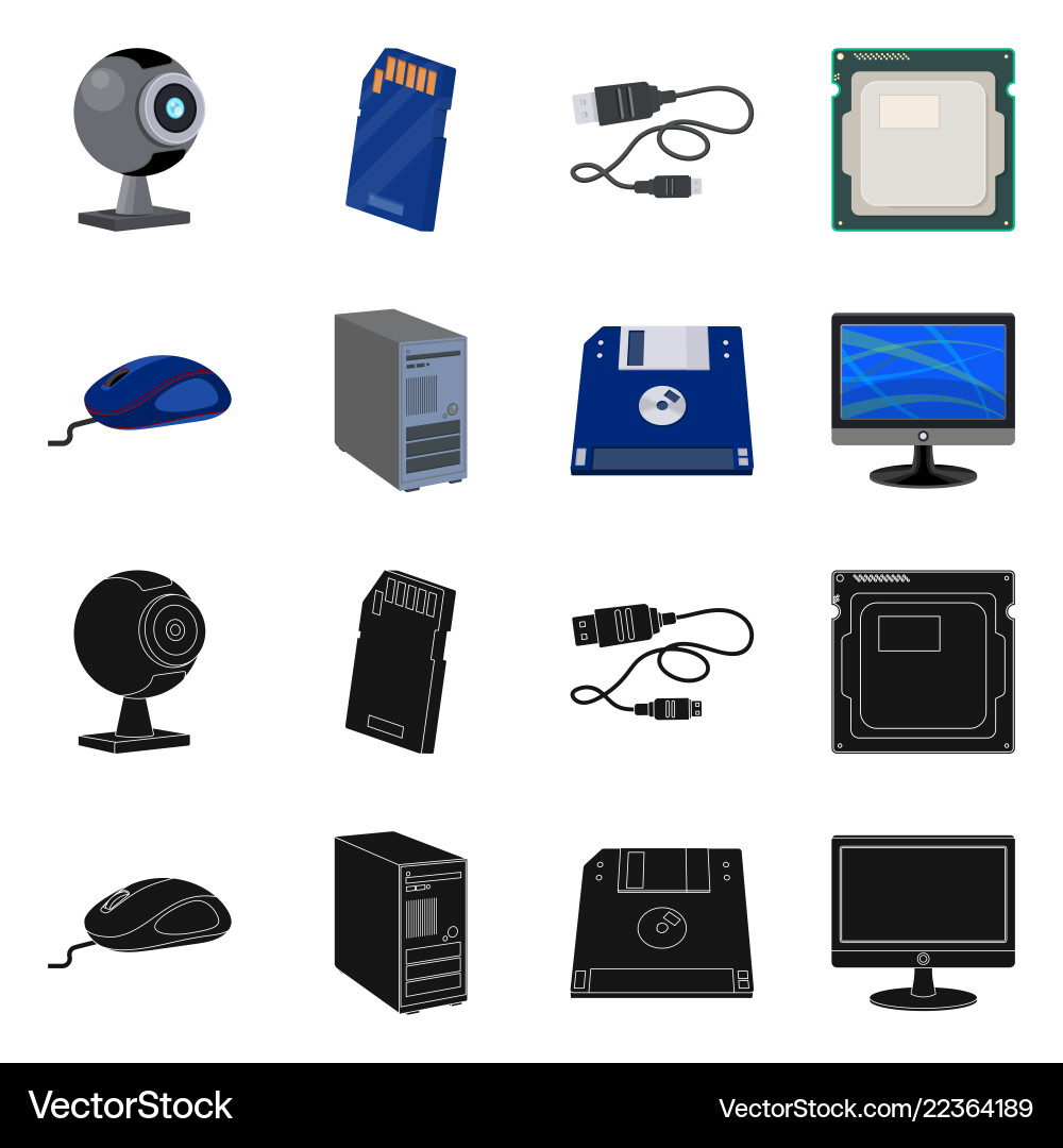 Isolated object of laptop and device symbol set Isolated object of laptop and device symbol set vector image