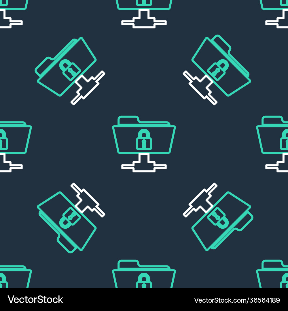 Line ftp folder and lock icon isolated seamless Line ftp folder and lock icon isolated seamless vector image
