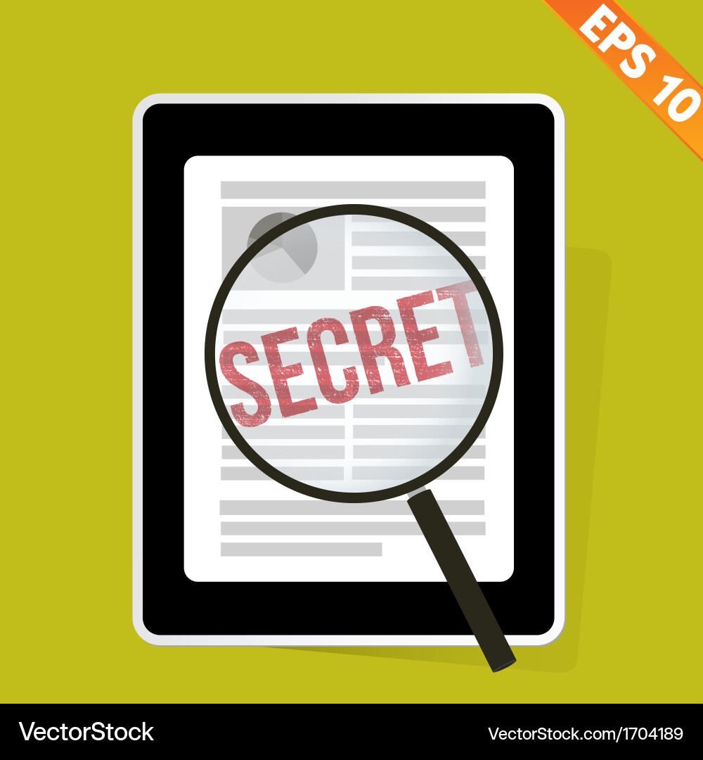 Magnifier enlarges data classification on tablet Vector Image