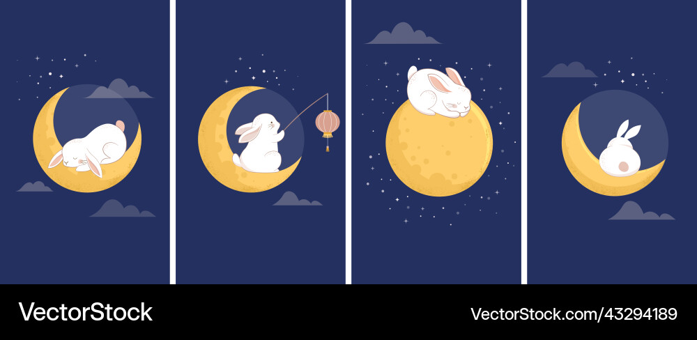 Mid autumn festival concept story design with cute Mid autumn festival concept story design with cute vector image
