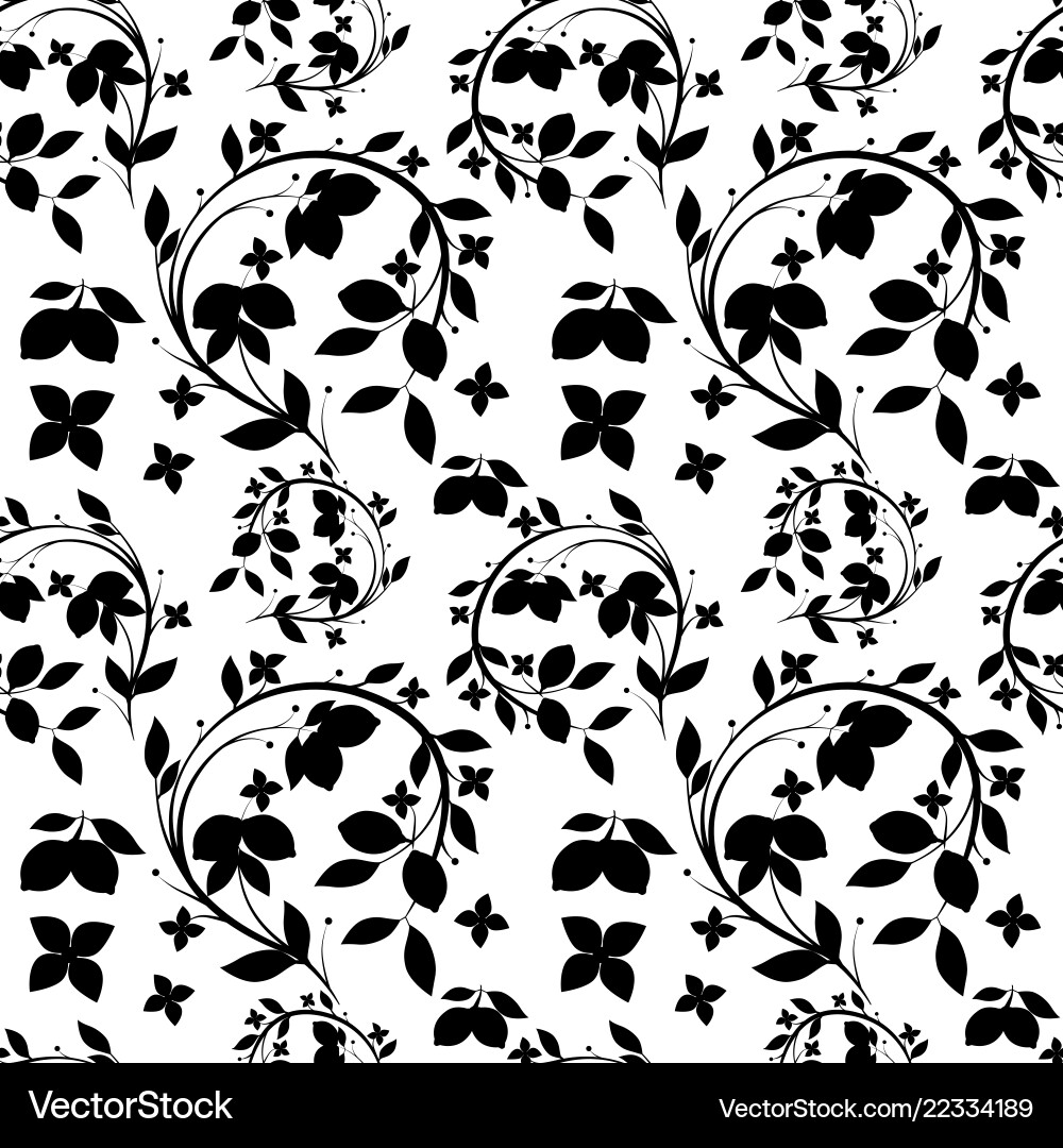 Pattern of lemon branch tree with flowers Vector Image