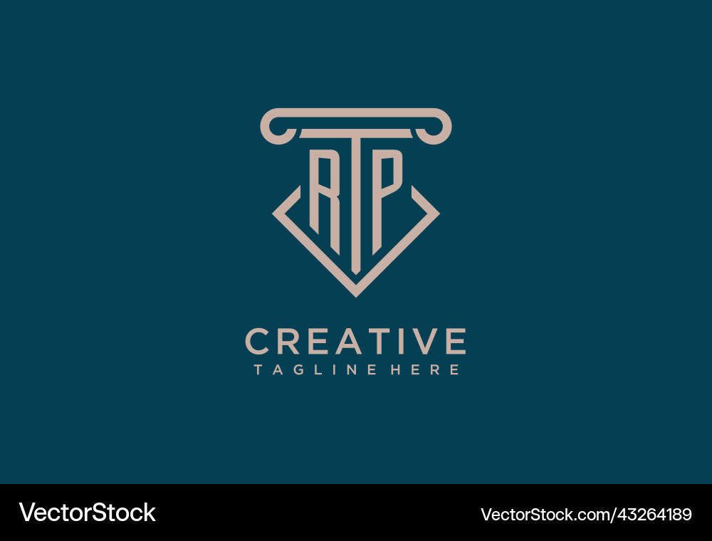 Rp initial with pillar icon design clean Vector Image