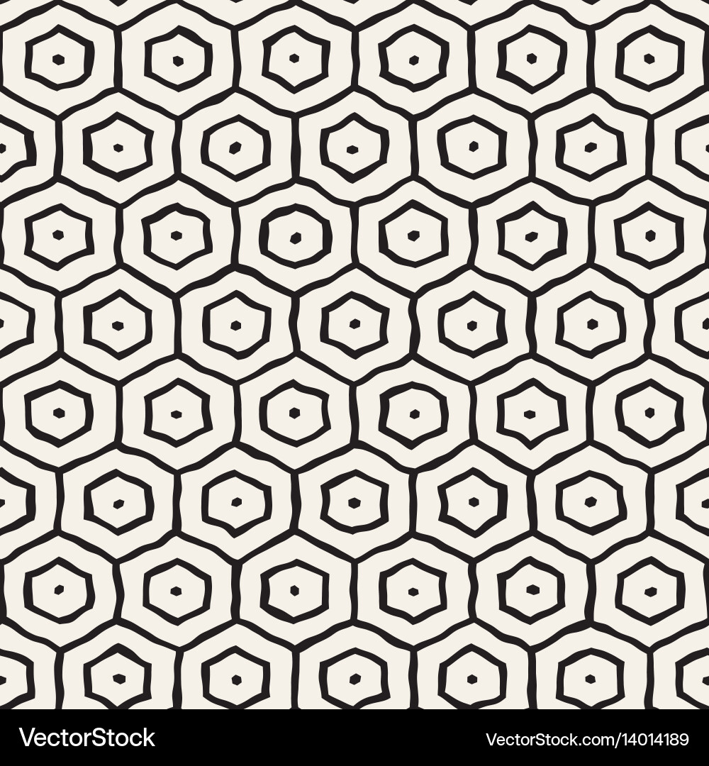 Seamless black and white pattern with hexagon Vector Image