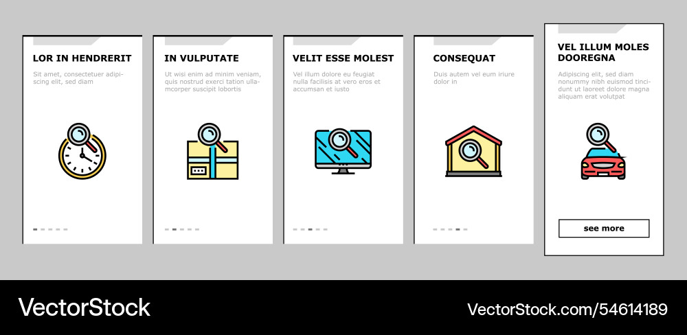Search web website internet onboarding icons set Search web website internet onboarding icons set vector image