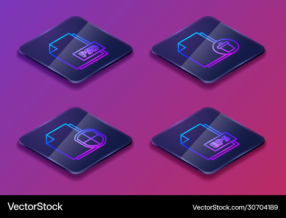 Set isometric line psd file document Set isometric line psd file document vector image