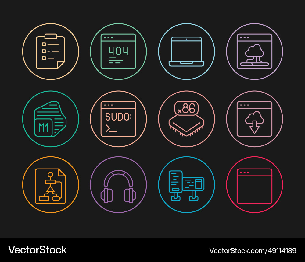 Set line browser window cloud technology data Set line browser window cloud technology data vector image