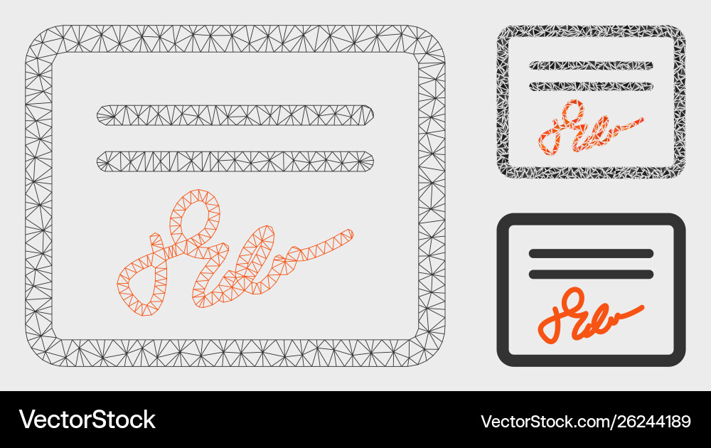 Signature certification mesh 2d model Vector Image