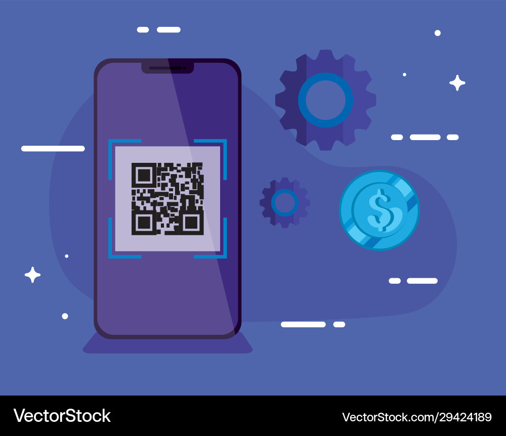 Smartphone mit Scan-Code qr und Icons Smartphone mit Scan-Code qr und Icons vektorbild