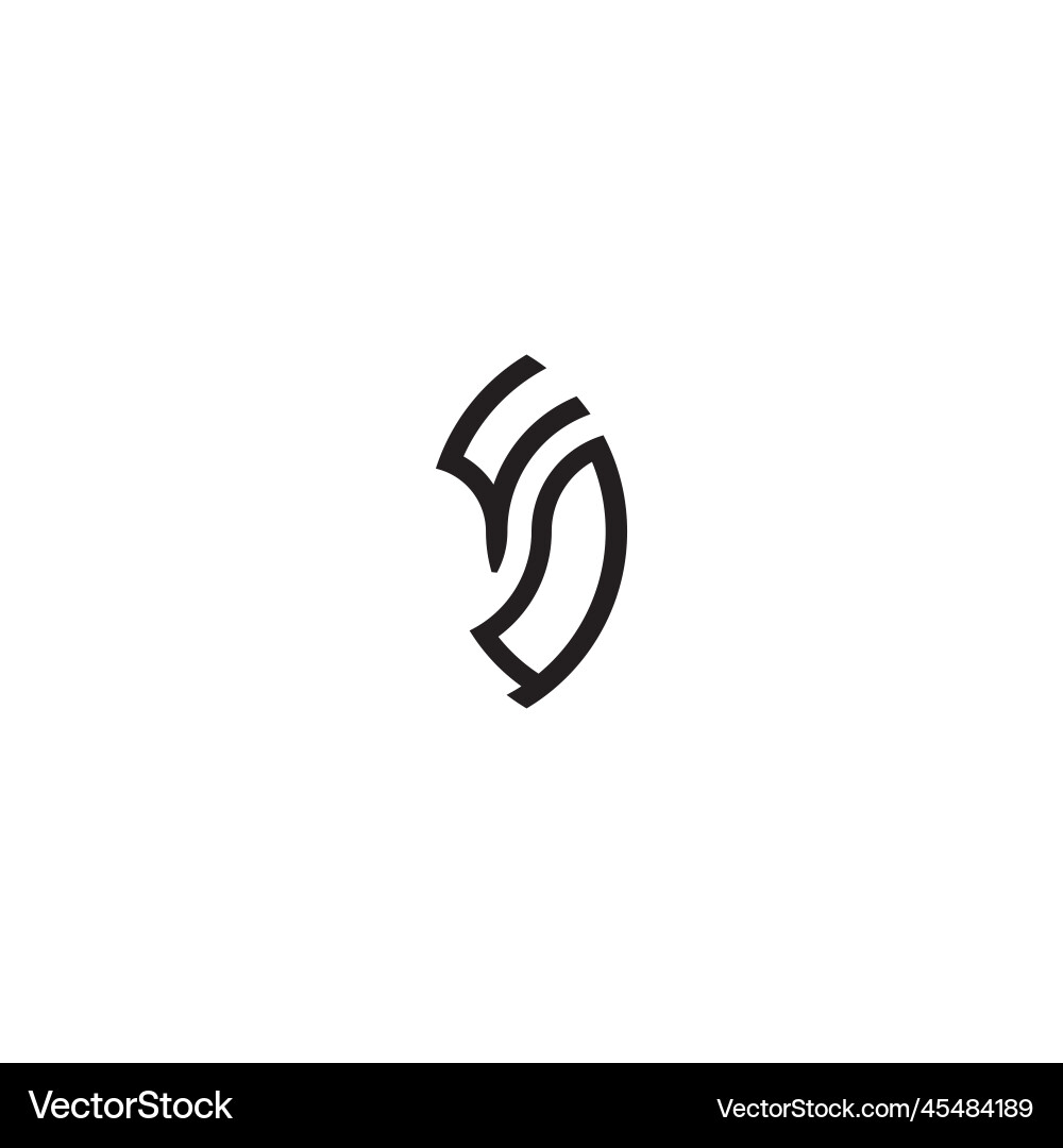 Uq leaf shape line initial concept with high Uq leaf shape line initial concept with high vector image