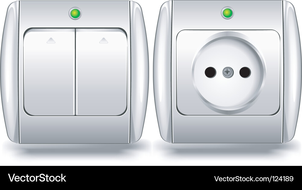 White Light Switch and Power Socket vector image
