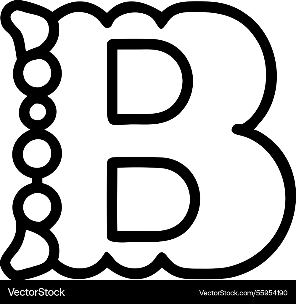 Bold letter b with a detailed feather design Vector Image