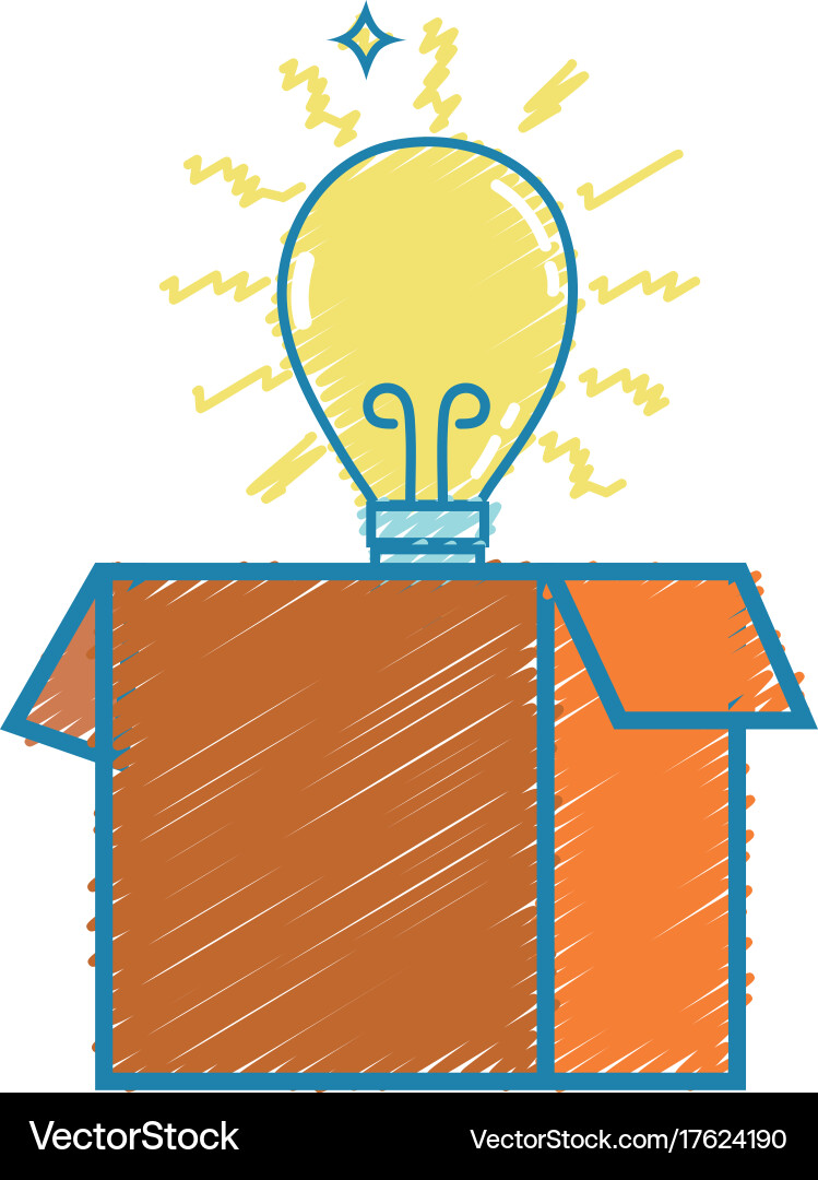 Box package open with bulb idea Vector Image