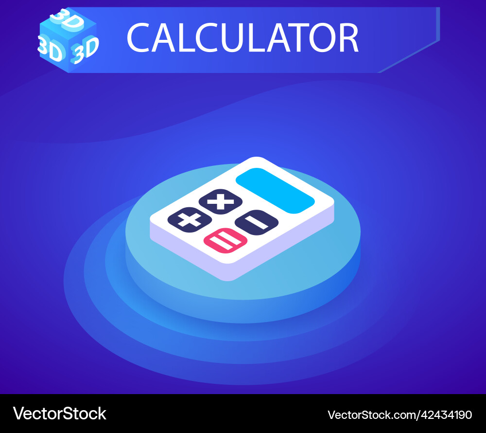 Calculator isometric design icon web 3d colorful Calculator isometric design icon web 3d colorful vector image