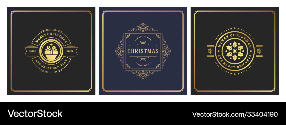 Christmas square banners vintage typographic vector image