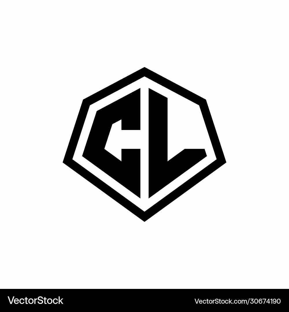 Cl monogram logo with hexagon shape and line vector image