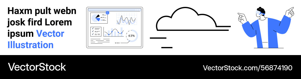 Data dashboard with analytics connecting to cloud Data dashboard with analytics connecting to cloud vector image