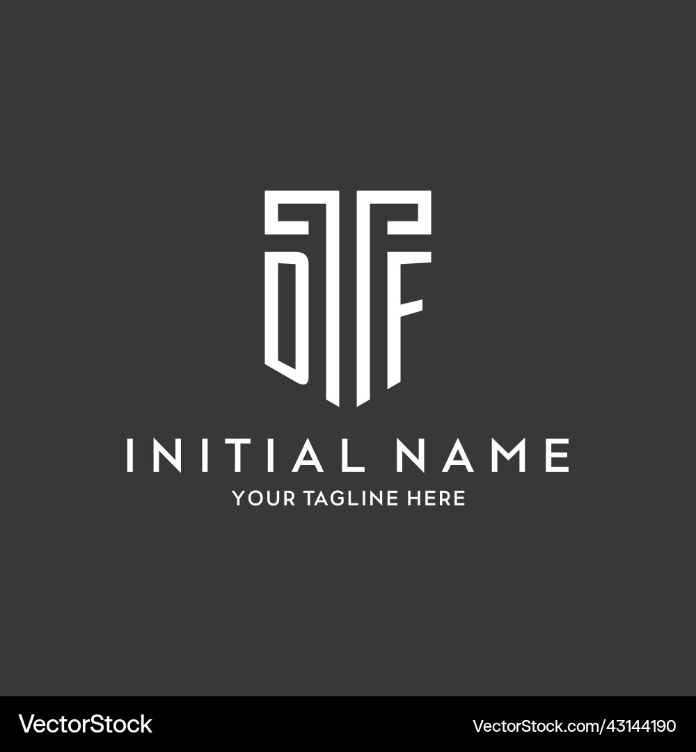 Df monogram initial name with shield shape icon Vector Image