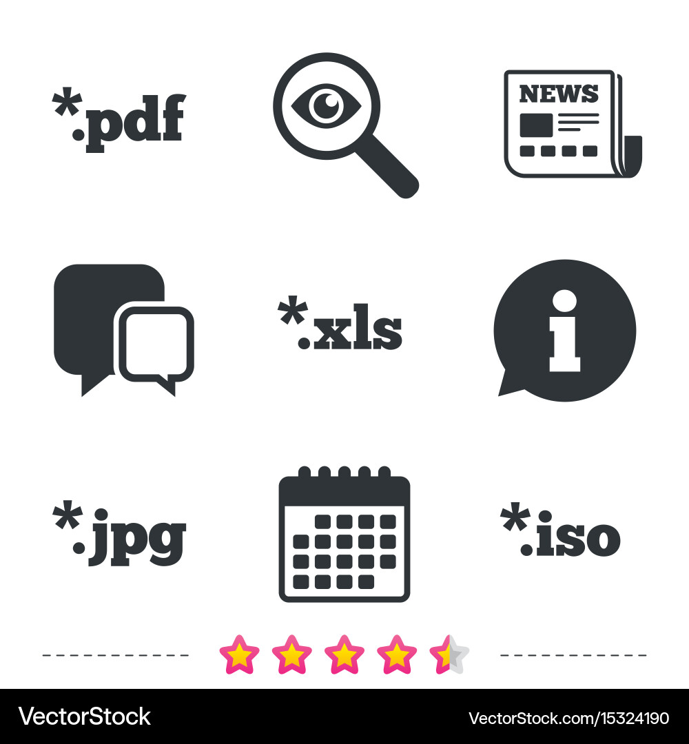 Document signs file extensions symbols Vector Image