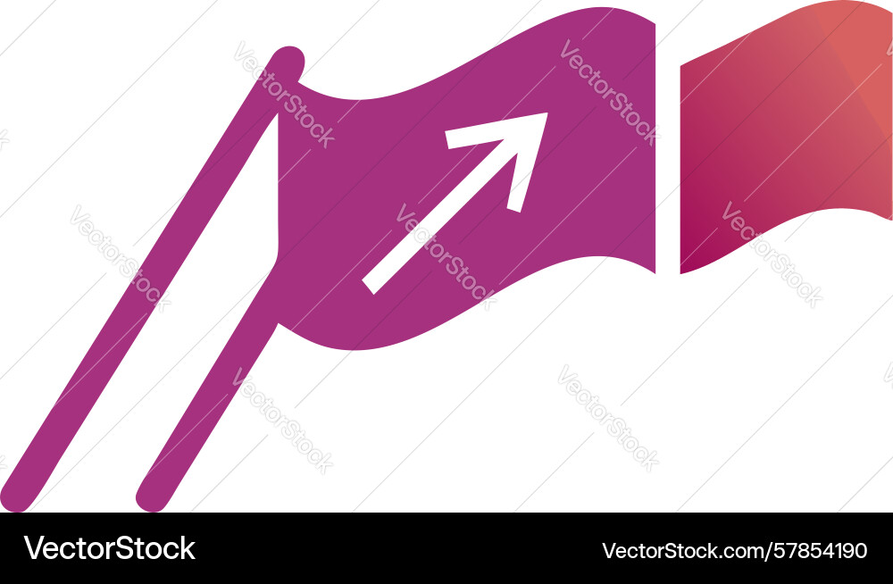 Dynamic waving flag with gradient arrow design vector image