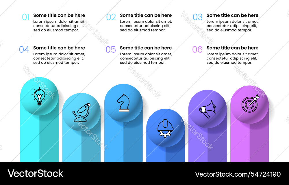 Infographic template 6 circles with icons and text Vector Image