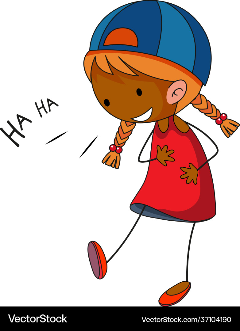 Kleine Mädchen lachen doodle Cartoon Charakter Kleine Mädchen lachen doodle Cartoon Charakter vektorbild
