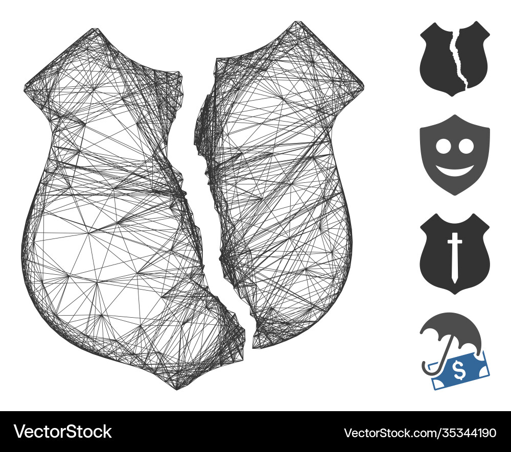Linear destroyed shield mesh Linear destroyed shield mesh vector image