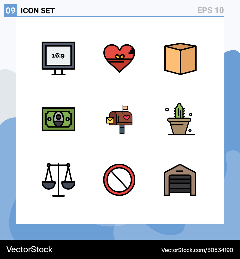 Modern set 9 filledline flat colors Vector Image