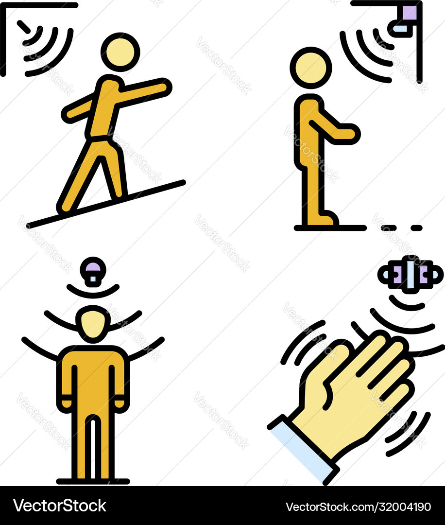 Motion sensor icons set flat Motion sensor icons set flat vector image