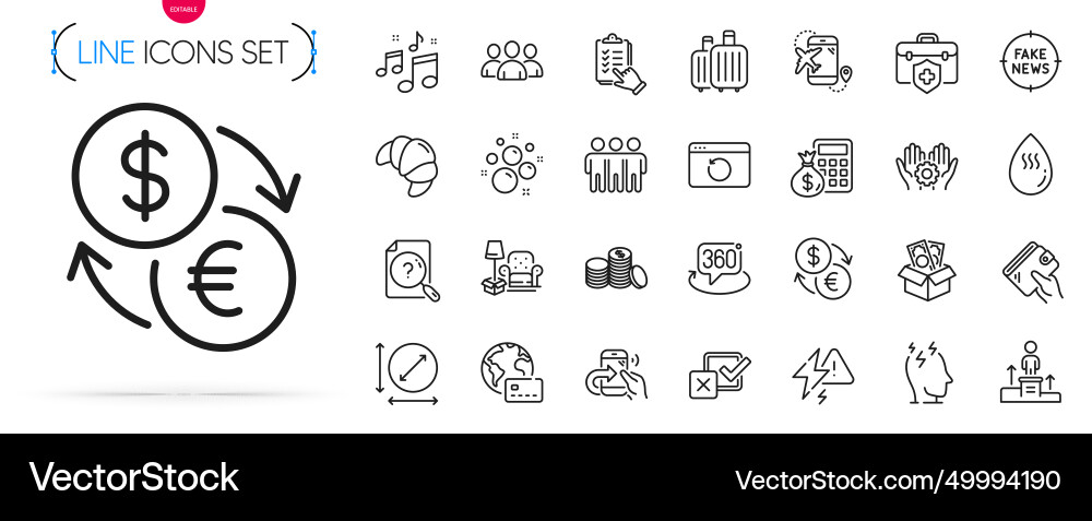 Pack of bribe checkbox and search document line Vector Image