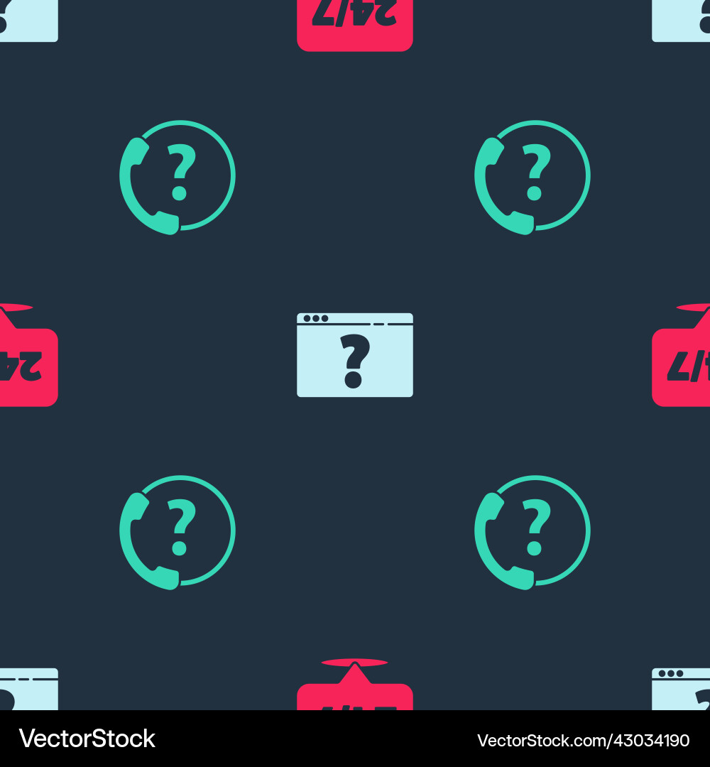 Set clock 24 hours browser with question mark vector image