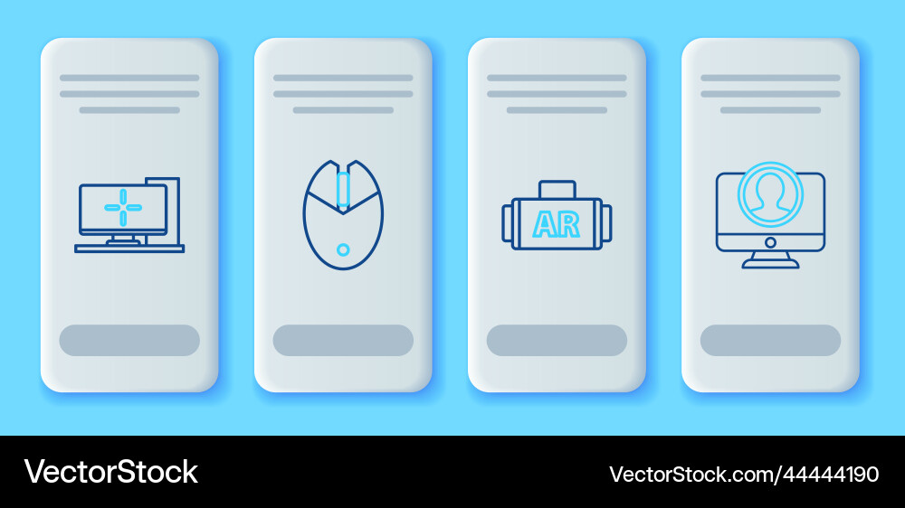 Set line computer mouse gaming ar augmented Set line computer mouse gaming ar augmented vector image