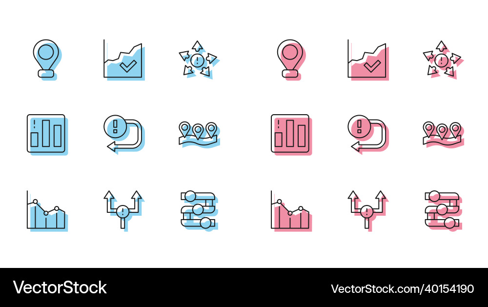 Set line pie chart infographic arrow location Set line pie chart infographic arrow location vector image
