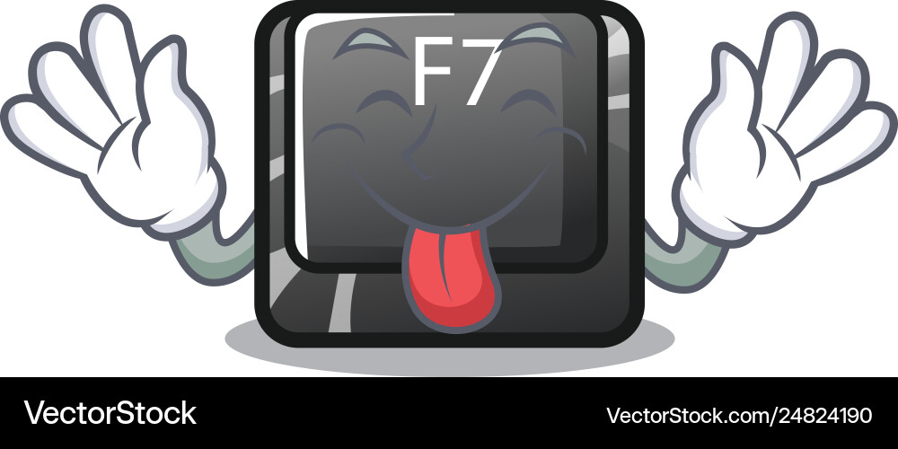 Tongue out button f7 isolated in character vector image