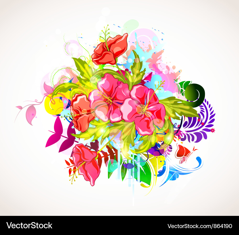 Watercolor Floral Splash Vector Image