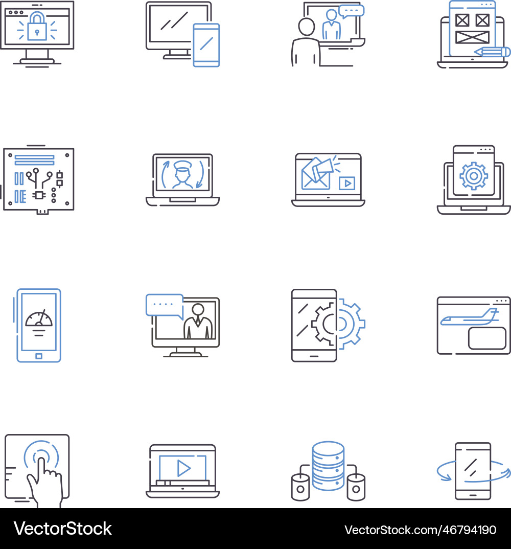 Web design line icons collection interface Web design line icons collection interface Vector Image