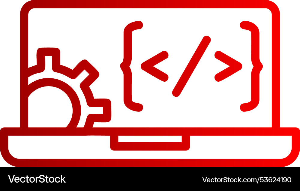 Web development line gradient icon vector image