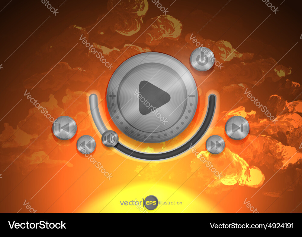 Abstract technology app icon with music button vector image