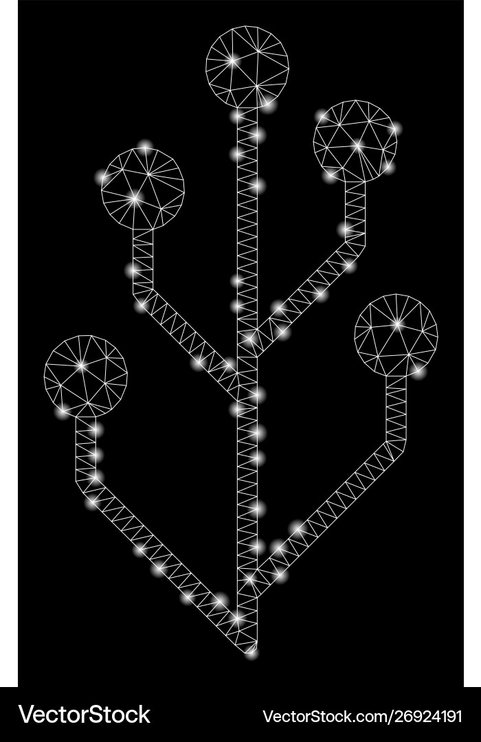 Bright mesh wire frame circuit tree with flash Bright mesh wire frame circuit tree with flash vector image