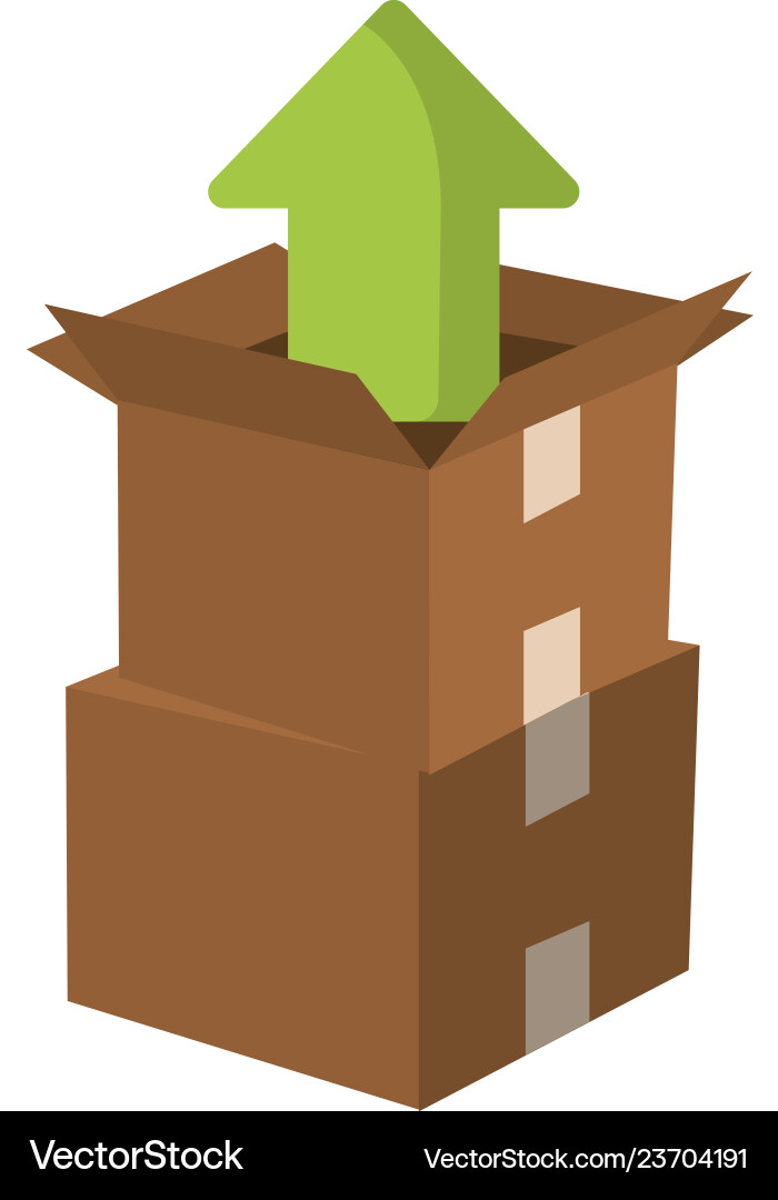 Cardboard boxes open with arrow up vector image