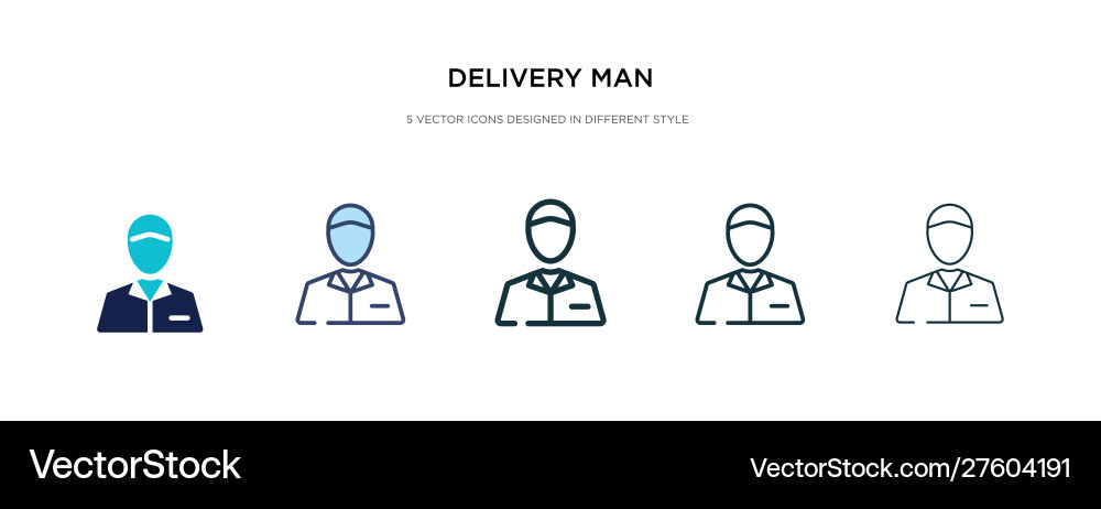 Delivery man icon in different style two colored Delivery man icon in different style two colored vector image