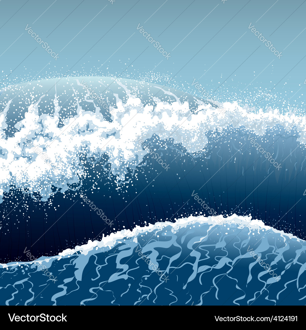 Dramatic Blue Ocean Waves Royalty Free Vector Image