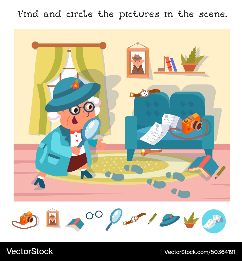 Find the hidden objects in picture Find the hidden objects in picture vector image